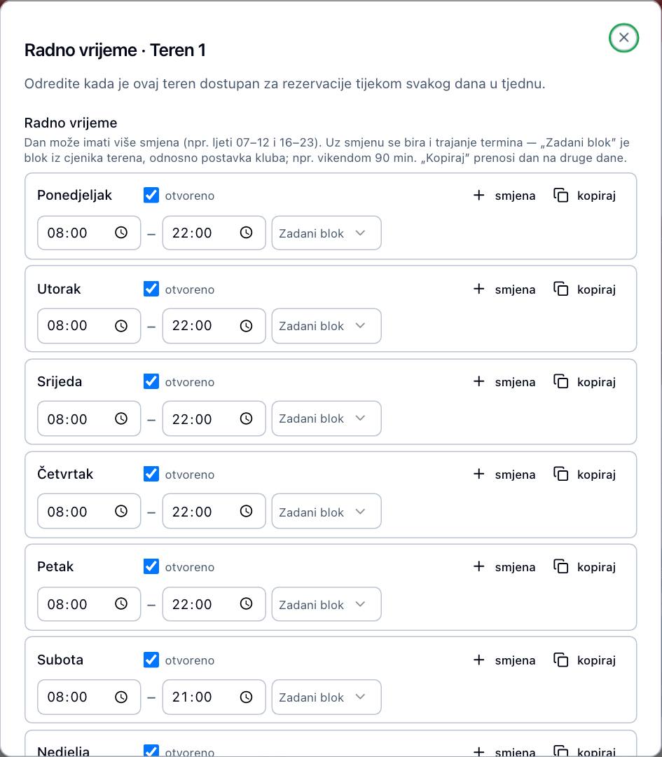 Dijalog „Radno vrijeme”: smjene po danu